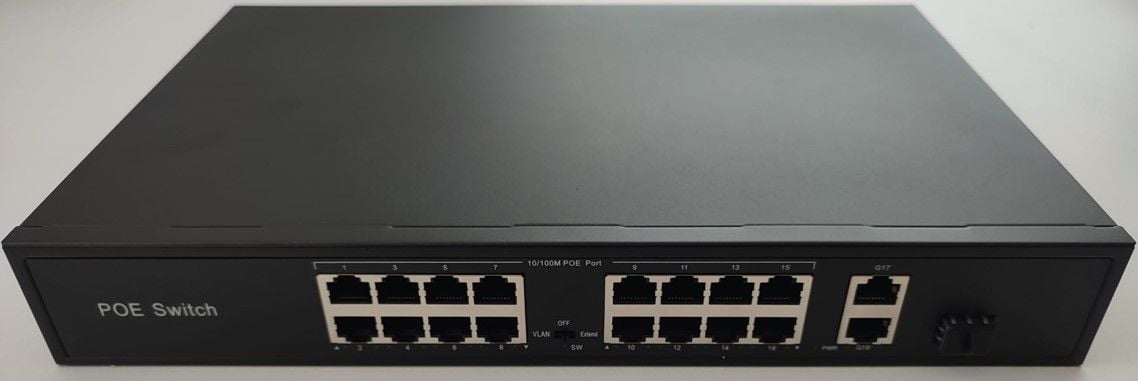 ODS ODS-16P2U1S-200 16 Port 10/100 Yönetilemez 2 Port Gb. 1 SFP Rack mount 16 PORT POE 200W Switch